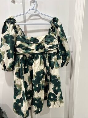 Abercrombie & Fitch Green and Cream Floral Mini Dress